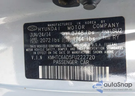 2015 Hyundai Veloster Re:flex из США, поврежденный, VIN KMHTC6AD5FU222720